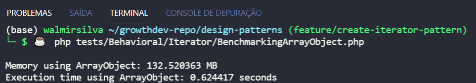 Resultado do benchmarking de Array Nativo vs Array Object segunda nova tentativa